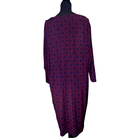 Lauren Ralph Lauren Navy and Burgundy Long Sleeve Drees - Picture 3 of 9